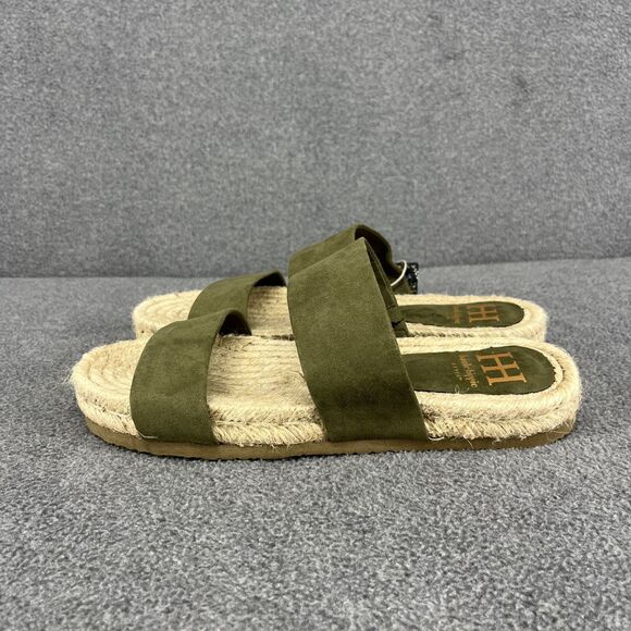 Haute Hippie Sandals Womens 6.5 Green genuine suede espadrille slip on straps - Picture 5 of 14